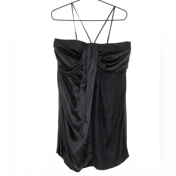 NWT Sisley Vintage Silk Skinny Strap Halter Flowy Babydoll Mini Dress 90s Y2K - Picture 1 of 9